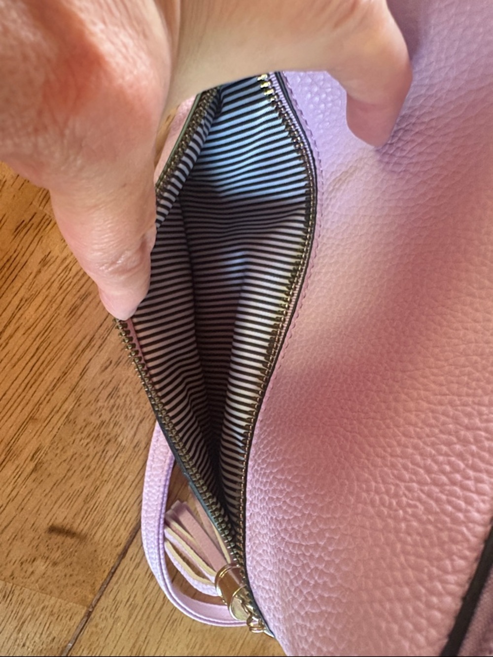 Lavender Crossbody Bag with Tassel Accent - Picture 7 of 7